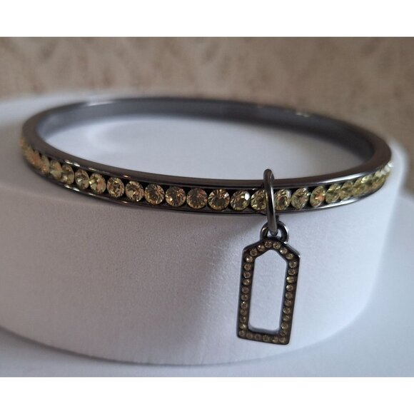 EUC Coach Bracelet Bangle Pave Crystal Lozenge Black 96416 - Picture 10 of 11